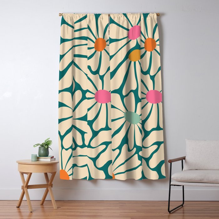 Colors of Joy - Groovy Flowers Green Window Curtain Gallery Image 5