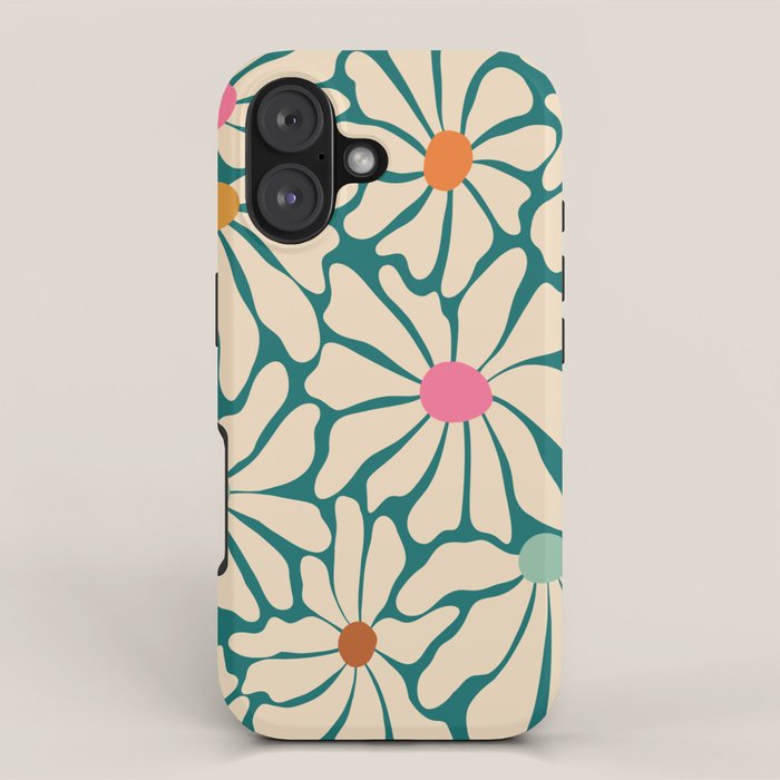 Colors of Joy - Groovy Flowers Green iPhone Case Gallery Image 1