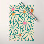 Colors of Joy - Groovy Flowers Green Wrapping Paper Gallery Image 1
