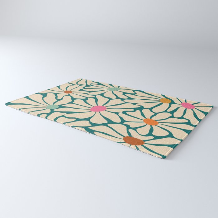 Colors of Joy - Groovy Flowers Green Rug Gallery Image 3