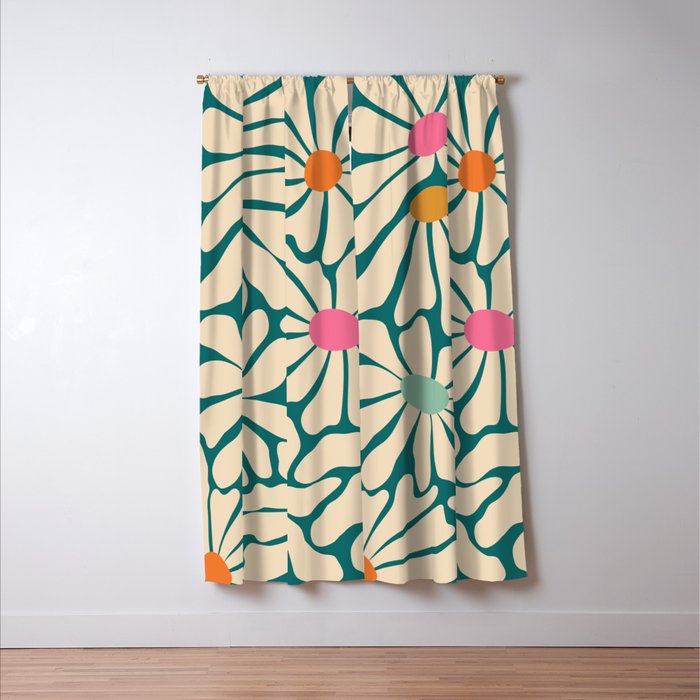 Colors of Joy - Groovy Flowers Green Window Curtain Gallery Image 3