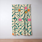 Colors of Joy - Groovy Flowers Green Window Curtain Gallery Image 3