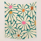 Colors of Joy - Groovy Flowers Green Wall Tapestry Gallery Image 4