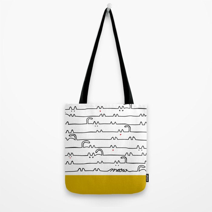 yellow meouw Tote Bag Gallery Image 2