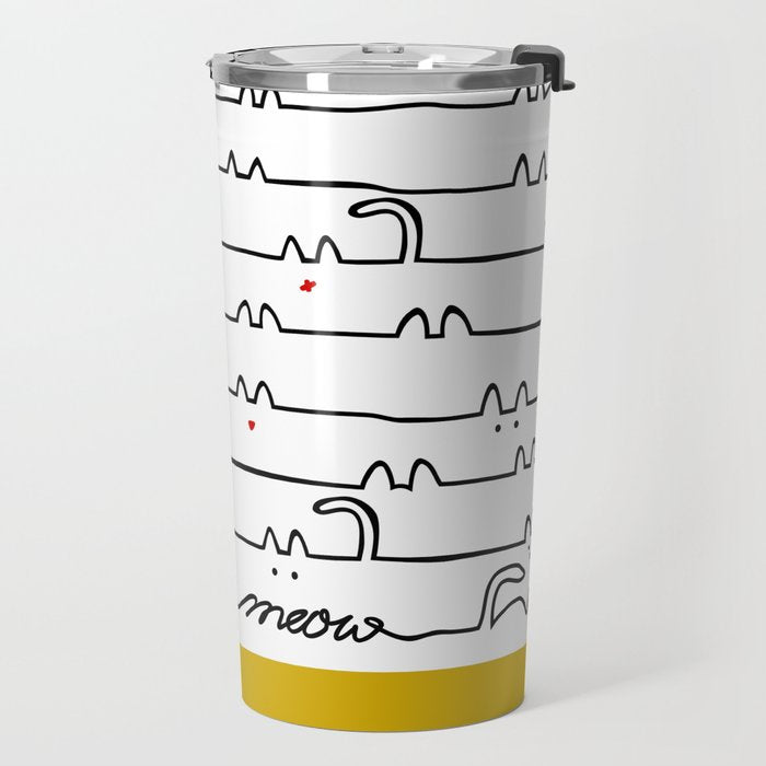 yellow meouw Travel Mug Gallery Image 2