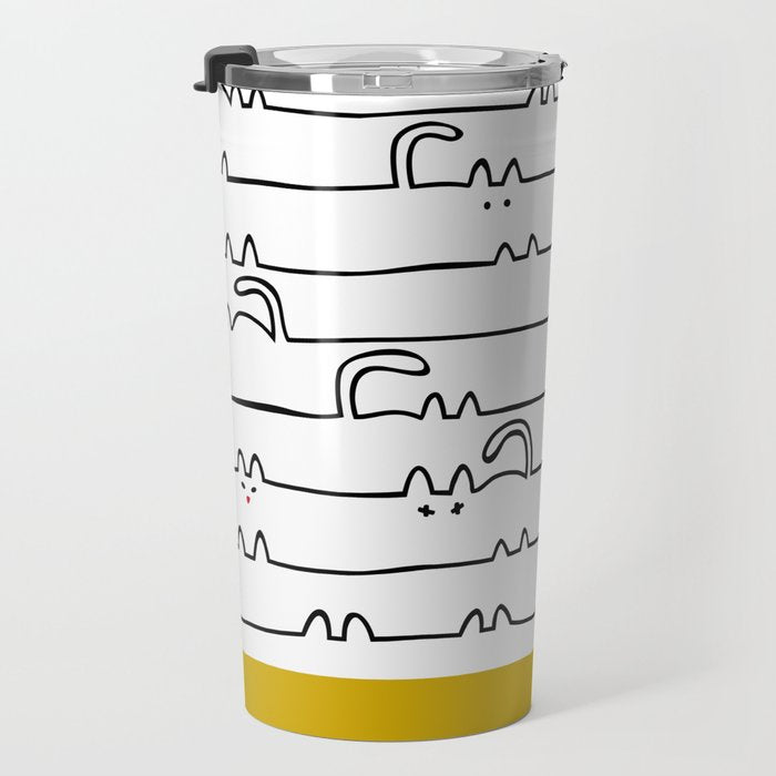 yellow meouw Travel Mug Gallery Image 3