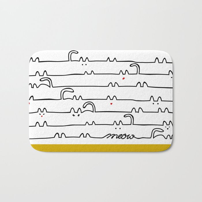 yellow meouw Bath Mat Gallery Image 1