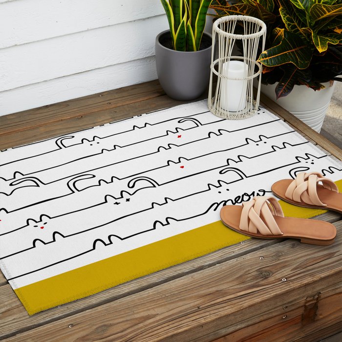 yellow meouw Outdoor Rug Gallery Image 2