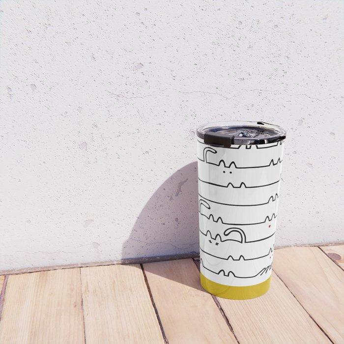 yellow meouw Travel Mug Gallery Image 4