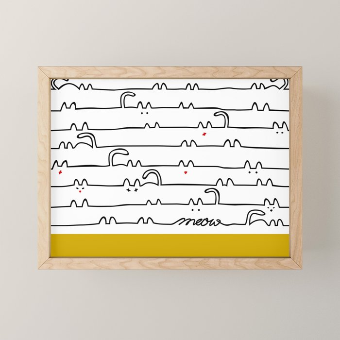 yellow meouw Mini Art Print Gallery Image 1