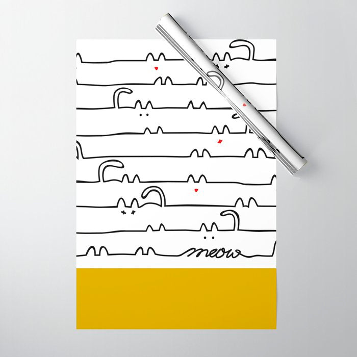 yellow meouw Wrapping Paper Gallery Image 1