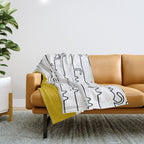 yellow meouw Throw Blanket Gallery Image 1
