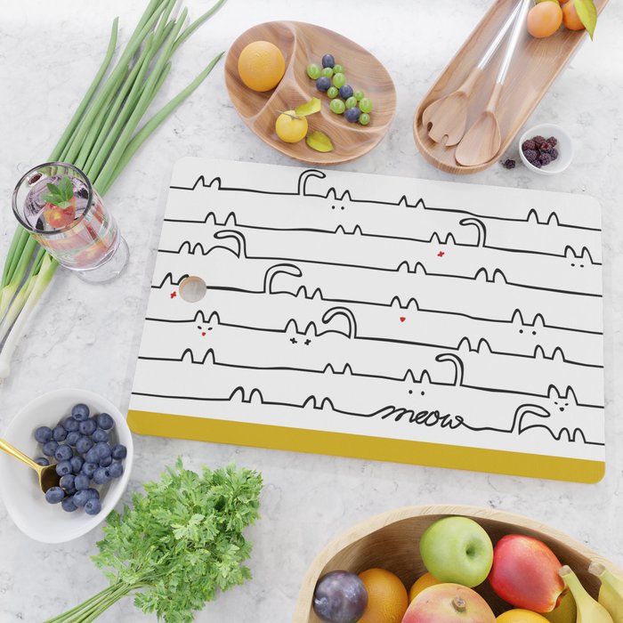 yellow meouw Cutting Board Gallery Image 2