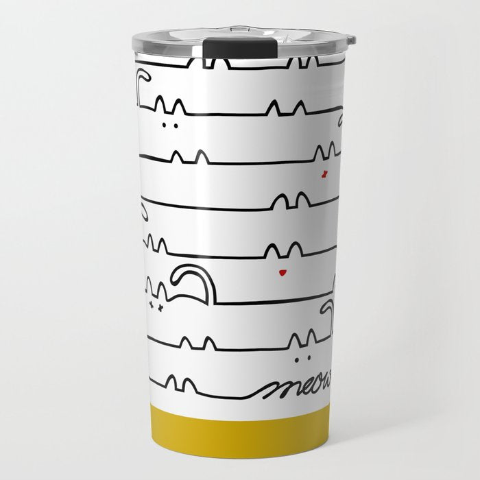 yellow meouw Travel Mug Gallery Image 1