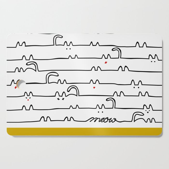 yellow meouw Cutting Board Gallery Image 1
