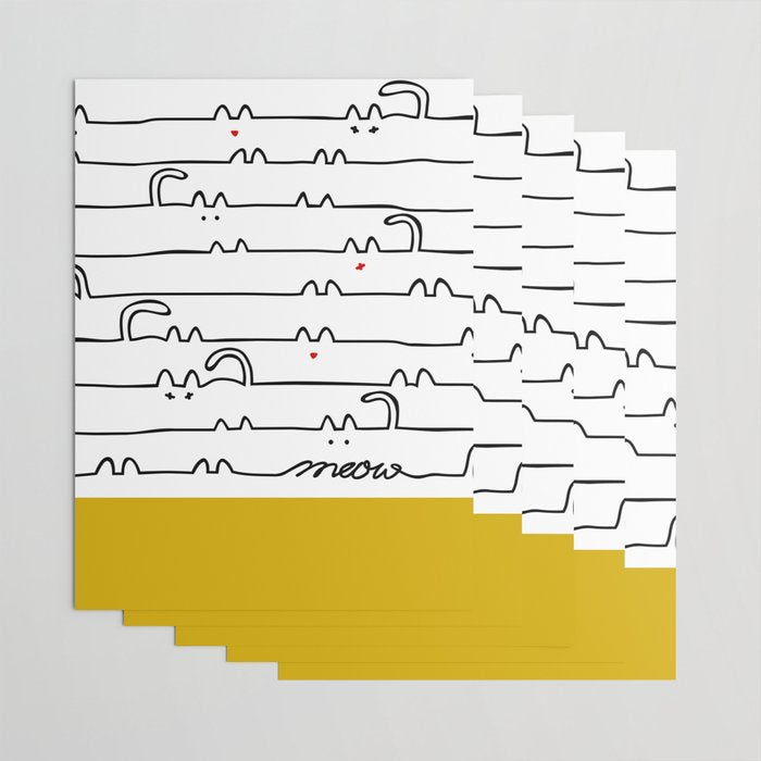 yellow meouw Wrapping Paper Gallery Image 3