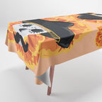 Charro mexican kawaii cute sugar skull mexican style cempasúchil mustache mexican sombrero skeleton  Tablecloth Gallery Image 1