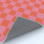 Checkerboard Mini Check Pattern in Hot Pink and Red Orange Rug Gallery Image 4
