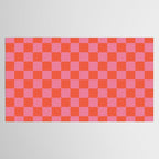 Checkerboard Mini Check Pattern in Hot Pink and Red Orange Tablecloth Gallery Image 2