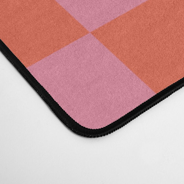 Checkerboard Mini Check Pattern in Hot Pink and Red Orange Desk Mat Gallery Image 4