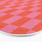 Checkerboard Mini Check Pattern in Hot Pink and Red Orange Bath Mat Gallery Image 3