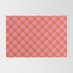 Checkerboard Mini Check Pattern in Hot Pink and Red Orange Rug Gallery Image 2