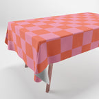 Checkerboard Mini Check Pattern in Hot Pink and Red Orange Tablecloth Gallery Image 1