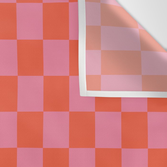 Checkerboard Mini Check Pattern in Hot Pink and Red Orange Wall Tapestry Gallery Image 3