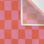 Checkerboard Mini Check Pattern in Hot Pink and Red Orange Wall Tapestry Gallery Image 3