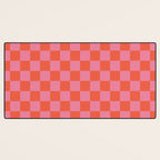 Checkerboard Mini Check Pattern in Hot Pink and Red Orange Desk Mat Gallery Image 3