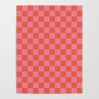 Checkerboard Mini Check Pattern in Hot Pink and Red Orange Poster Gallery Image 4