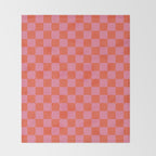 Checkerboard Mini Check Pattern in Hot Pink and Red Orange Throw Blanket Gallery Image 2