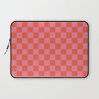 Checkerboard Mini Check Pattern in Hot Pink and Red Orange Laptop Sleeve Gallery Image 1