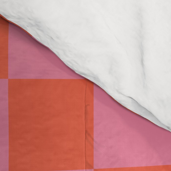 Checkerboard Mini Check Pattern in Hot Pink and Red Orange Comforter Gallery Image 4