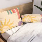 Minimal geometric abstraction Rainbow, Flower, Sun and Moon 2 Pillow Sham Gallery Image 2
