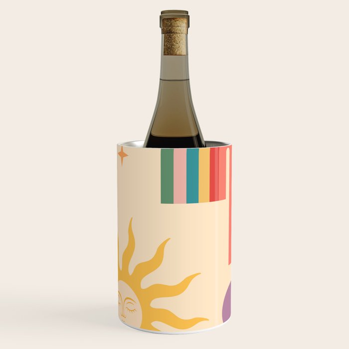 Minimal geometric abstraction Rainbow, Flower, Sun and Moon 2 Wine Chiller Gallery Image 1