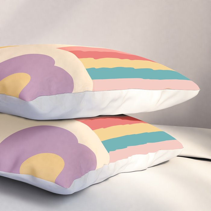 Minimal geometric abstraction Rainbow, Flower, Sun and Moon 2 Pillow Sham Gallery Image 3