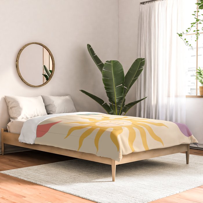 Minimal geometric abstraction Rainbow, Flower, Sun and Moon 2 Comforter Gallery Image 2