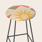Minimal geometric abstraction Rainbow, Flower, Sun and Moon 2 Stool Gallery Image 2