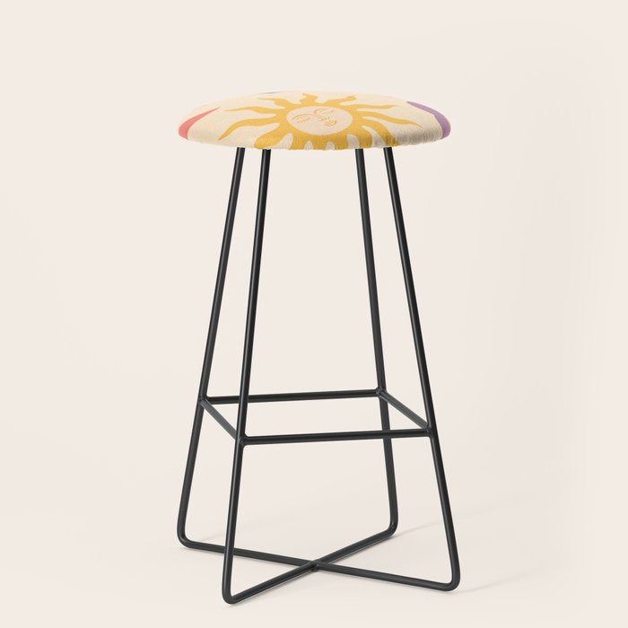 Minimal geometric abstraction Rainbow, Flower, Sun and Moon 2 Stool Gallery Image 1
