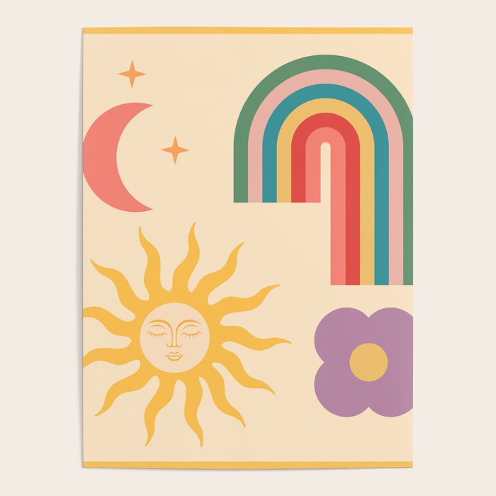 Minimal geometric abstraction Rainbow, Flower, Sun and Moon 2 Poster Gallery Image 4