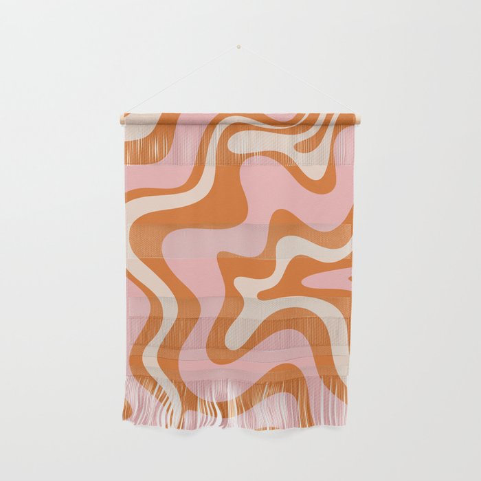 Liquid Swirl Retro Abstract Pattern in Orange Pink Cream Wall Hanging Gallery Image 1