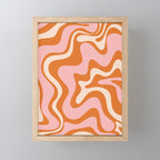 Liquid Swirl Retro Abstract Pattern in Orange Pink Cream Mini Art Print Gallery Image 1