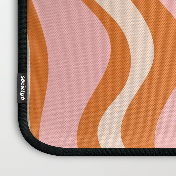 Liquid Swirl Retro Abstract Pattern in Orange Pink Cream Laptop Sleeve Gallery Image 3