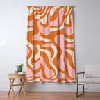 Liquid Swirl Retro Abstract Pattern in Orange Pink Cream Window Curtain Gallery Image 5