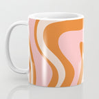 Liquid Swirl Retro Abstract Pattern in Orange Pink Cream Coffee Mug Gallery Image 3