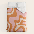 Liquid Swirl Retro Abstract Pattern in Orange Pink Cream Duvet Cover Gallery Image 6