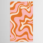 Liquid Swirl Retro Abstract Pattern in Orange Pink Cream Tablecloth Gallery Image 2