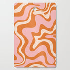 Liquid Swirl Retro Abstract Pattern in Orange Pink Cream Cutting Board Gallery Image 1