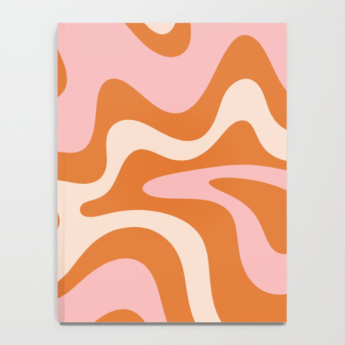 Liquid Swirl Retro Abstract Pattern in Orange Pink Cream Notebook Gallery Image 4